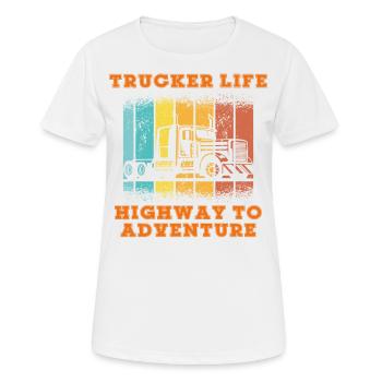 La vie de camionneur : l’autoroute de l’aventure. Camionneurs - T-shirt respirant Femme - blanc - Devant - AI Model Female 172 dark (172cm)