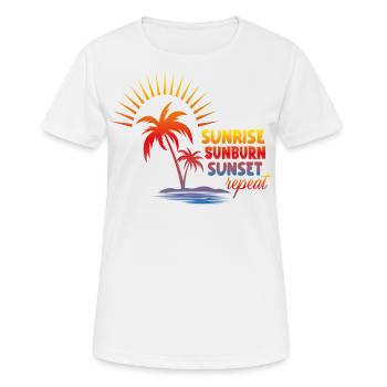Lever du soleil, coup de soleil, coucher de soleil, répéter, vacances, été, - T-shirt respirant Femme - blanc - Devant - AI Model Female 172 dark (172cm)