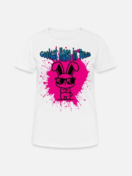Lapin le plus cool de la ville Lapin de dessin animé avec des lunettes - T-shirt respirant Femme - blanc