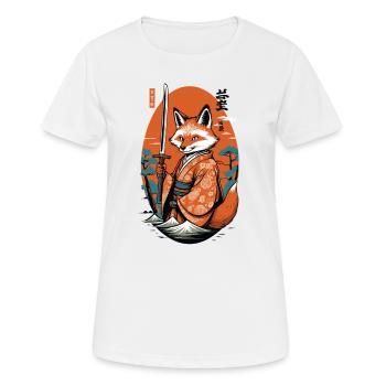 Kitsune Samurai Fuchs Vintage Ukiyo-e Stil - Frauen T-Shirt atmungsaktiv - Weiß - Vorne - AI Model Female 172 dark (172cm)