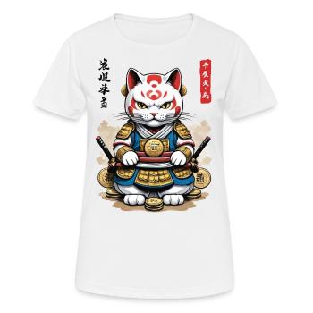 Samurai Katze in Ästhetischem Japan Style - Frauen T-Shirt atmungsaktiv - Weiß - Vorne - AI Model Female 172 dark (172cm)