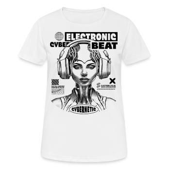 Techno Shirt: Futuristische EDM-Prinzessin - Frauen T-Shirt atmungsaktiv - Weiß - Vorne - AI Model Female 172 dark (172cm)