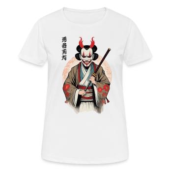 Oni Demon Mask Samurai Japan Culture Aesthetic - Women's Breathable T-Shirt - white - Front - AI Model Female 172 dark (172cm)