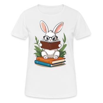 Lesender Hase Begeisterter Bücherwurm Stil Bunny - Frauen T-Shirt atmungsaktiv - Weiß - Vorne - AI Model Female 172 dark (172cm)