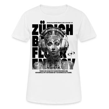 Zürich Techno – Space Astronautin T-Shirt - Frauen T-Shirt atmungsaktiv - Weiß - Vorne - AI Model Female 172 dark (172cm)