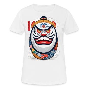 Japanischer Daruma Aesthetic Yokai Streetwear - Frauen T-Shirt atmungsaktiv - Weiß - Vorne - AI Model Female 172 dark (172cm)