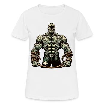 Muskulöser Bodybuilder Halloween Kostüm Deko - Frauen T-Shirt atmungsaktiv - Weiß - Vorne - AI Model Female 172 dark (172cm)