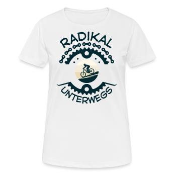 Radikal unterwegs – Lustiges Fahrrad-Design - Frauen T-Shirt atmungsaktiv - Weiß - Vorne - AI Model Female 172 dark (172cm)
