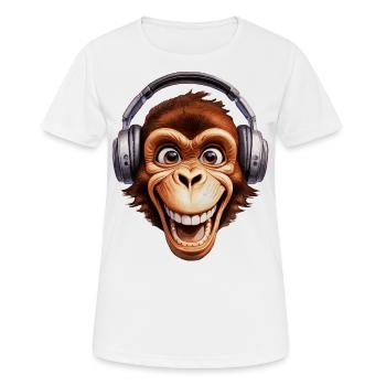 Humorvolles Shirt mit Cartoon-Affenmotiv - Frauen T-Shirt atmungsaktiv - Weiß - Vorne - AI Model Female 172 dark (172cm)