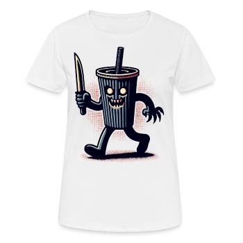 Unheimlicher Psycho Trinkbecher Getränke - Frauen T-Shirt atmungsaktiv - Weiß - Vorne - AI Model Female 172 dark (172cm)