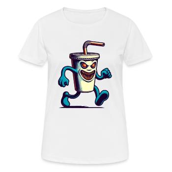 Scary Monster Drinking Cup Drinks - Women's Breathable T-Shirt - white - Front - AI Model Female 172 dark (172cm)