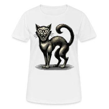 Terrible Witch Cat Scary Horror Cat - Women's Breathable T-Shirt - white - Front - AI Model Female 172 dark (172cm)