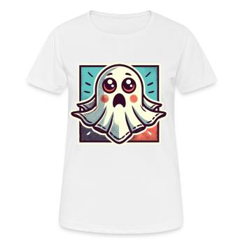 Erschrockenes Gespenst Lustiges Geister Design - Frauen T-Shirt atmungsaktiv - Weiß - Vorne - AI Model Female 172 dark (172cm)