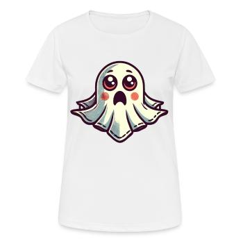 Erschrockenes Gespenst Lustiges Geister Design - Frauen T-Shirt atmungsaktiv - Weiß - Vorne - AI Model Female 172 dark (172cm)