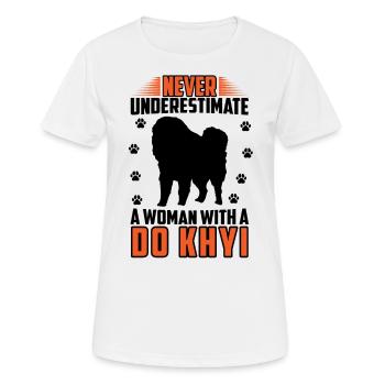 Femme avec Do, Khyi, Dogue tibétain, Dogue tibétain - T-shirt respirant Femme - blanc - Devant - AI Model Female 172 dark (172cm)