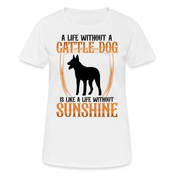 La vie sans bovin australien Chien de bétail Chien de bétail - T-shirt respirant Femme - blanc - Devant - AI Model Female 172 dark (172cm)