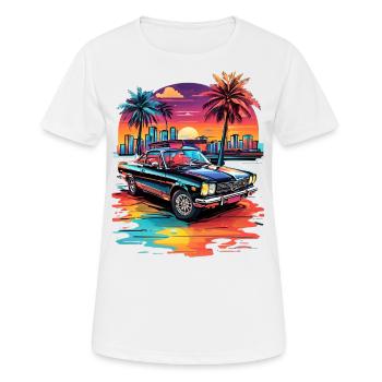 Retro Car Cruiser bei Sonnenuntergang - Frauen T-Shirt atmungsaktiv - Weiß - Vorne - AI Model Female 172 dark (172cm)