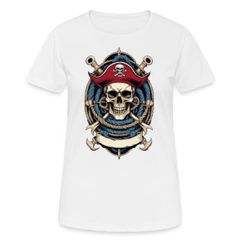 Funny Pirate Outfit Jolly Roger Design - Women's Breathable T-Shirt - white - Front - AI Model Female 172 dark (172cm)