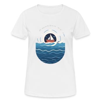 Captain on the high seas with boat motif - Women's Breathable T-Shirt - white - Front - AI Model Female 172 dark (172cm)