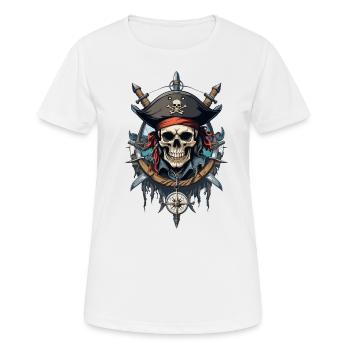 Drapeaux de pirate crâne Jolly Roger costume de pirate - T-shirt respirant Femme - blanc - Devant - AI Model Female 172 dark (172cm)