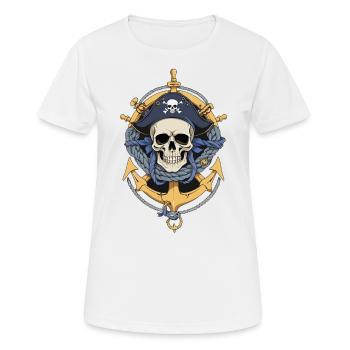 Piratenflaggen Skull Jolly Roger Pirat Kostüm - Frauen T-Shirt atmungsaktiv - Weiß - Vorne - AI Model Female 172 dark (172cm)