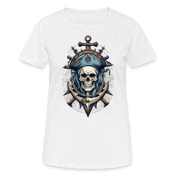 Drapeaux de pirate crâne Jolly Roger costume de pirate - T-shirt respirant Femme - blanc - Devant - AI Model Female 172 dark (172cm)