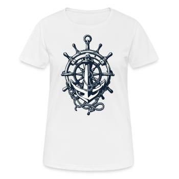 Kapitän Steuerrad Anker Abenteuer Segen - Frauen T-Shirt atmungsaktiv - Weiß - Vorne - AI Model Female 172 dark (172cm)