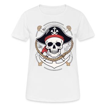 Funny Pirate Outfit Jolly Roger Design - Women's Breathable T-Shirt - white - Front - AI Model Female 172 dark (172cm)