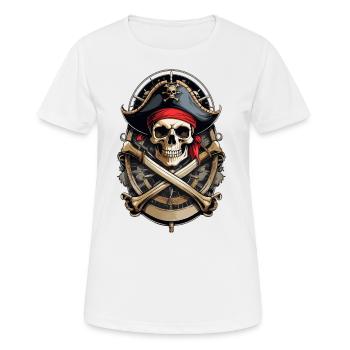 Drapeaux de pirate crâne Jolly Roger costume de pirate - T-shirt respirant Femme - blanc - Devant - AI Model Female 172 dark (172cm)