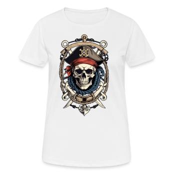 Drapeaux de pirate crâne Jolly Roger costume de pirate - T-shirt respirant Femme - blanc - Devant - AI Model Female 172 dark (172cm)