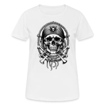 Piratenflaggen Skull Jolly Roger Pirat Kostüm - Frauen T-Shirt atmungsaktiv - Weiß - Vorne - AI Model Female 172 dark (172cm)