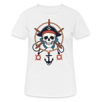 Funny Pirate Outfit Jolly Roger Design - Women's Breathable T-Shirt - white - Front - AI Model Female 172 dark (172cm)