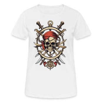 Drapeaux de pirate crâne Jolly Roger costume de pirate - T-shirt respirant Femme - blanc - Devant - AI Model Female 172 dark (172cm)