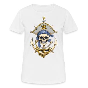 Funny Pirate Outfit Jolly Roger Design - Women's Breathable T-Shirt - white - Front - AI Model Female 172 dark (172cm)