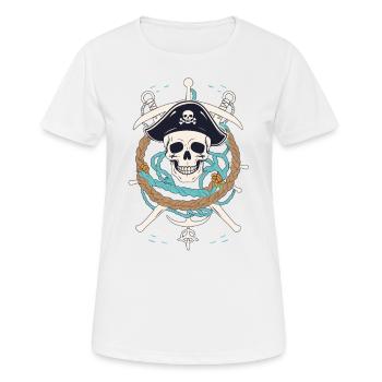 Funny Pirate Outfit Jolly Roger Design - Women's Breathable T-Shirt - white - Front - AI Model Female 172 dark (172cm)