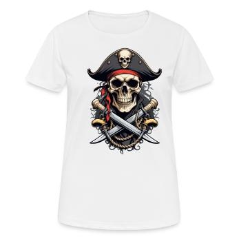 Piraten Kostüm Design Piratenflagge Jolly Roger - Frauen T-Shirt atmungsaktiv - Weiß - Vorne - AI Model Female 172 dark (172cm)