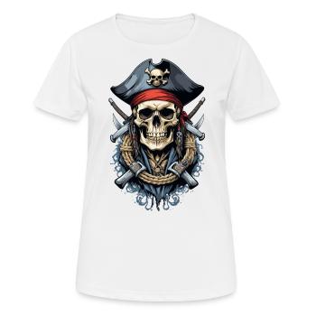 Costume de Pirate Drapeau Drapeau Jolly Roger - T-shirt respirant Femme - blanc - Devant - AI Model Female 172 dark (172cm)