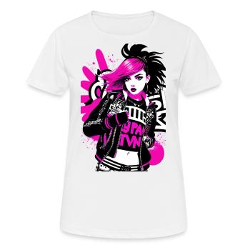 Street Art punk urbain aux accents rose fluo - T-shirt respirant Femme - blanc - Devant - AI Model Female 172 dark (172cm)