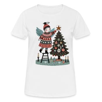 Skandinavischer Weihnachtsengel Mit Weihnachtsbaum - Frauen T-Shirt atmungsaktiv - Weiß - Vorne - AI Model Female 172 dark (172cm)