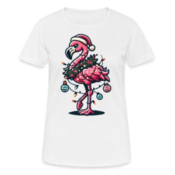 Flamant rose drôle avec décoration de Noël - T-shirt respirant Femme - blanc - Devant - AI Model Female 172 dark (172cm)