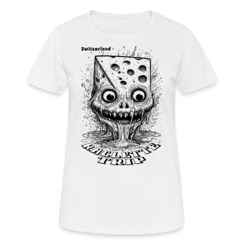 T-shirt d’horreur comique avec fromage fondant - T-shirt respirant Femme - blanc - Devant - AI Model Female 172 dark (172cm)