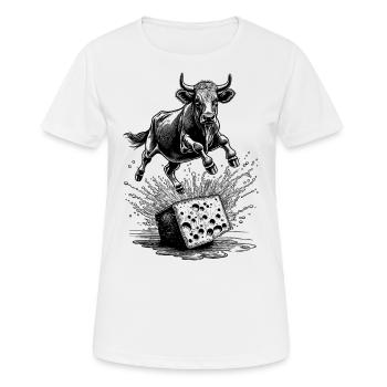 Spritziges Shirt: Kuh & Käse – perfekte Paarung - Frauen T-Shirt atmungsaktiv - Weiß - Vorne - AI Model Female 172 dark (172cm)