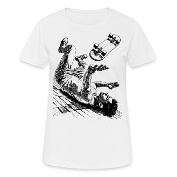 Lustige Skater-Szene – Cooles Sturz-Shirt - Frauen T-Shirt atmungsaktiv - Weiß - Vorne - AI Model Female 172 dark (172cm)
