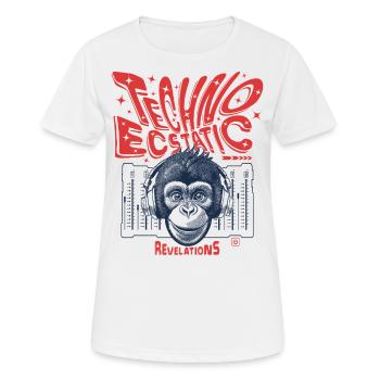 Euphorische Beats: Affen-Shirt und Techno-Kultur - Frauen T-Shirt atmungsaktiv - Weiß - Vorne - AI Model Female 172 dark (172cm)