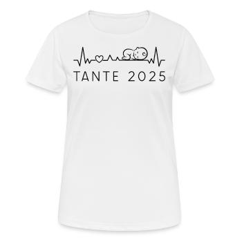 Ich werde Tante 2025 Baby Herzschlag Ankündigung - Frauen T-Shirt atmungsaktiv - Weiß - Vorne - AI Model Female 172 dark (172cm)
