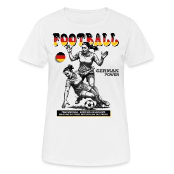 Deutsches Frauenfußball Shirt: Kampfgeist gezeigt - Frauen T-Shirt atmungsaktiv - Weiß - Vorne - AI Model Female 172 dark (172cm)