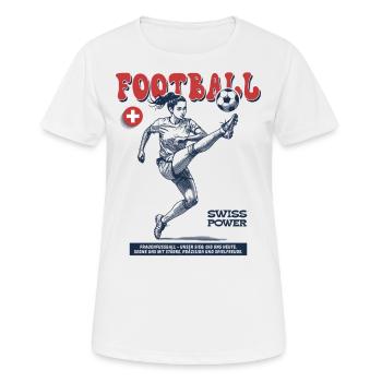 Schweizer Frauenfußball Shirt: Zweikampf präzise - Frauen T-Shirt atmungsaktiv - Weiß - Vorne - AI Model Female 172 dark (172cm)