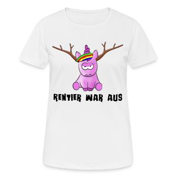 Rentier war aus. Grummeliges Einhorn - Frauen T-Shirt atmungsaktiv - Weiß - Vorne - AI Model Female 172 dark (172cm)