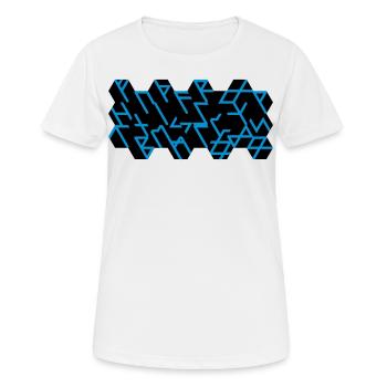 Quantum Runes Futhark 0 ©, linear, cells,2-color - Women's Breathable T-Shirt - white - Front - AI Model Female 172 dark (172cm)