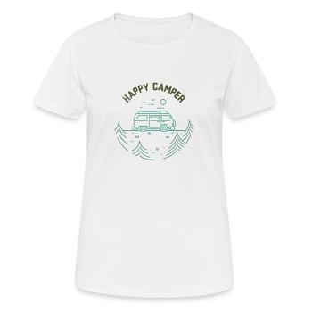 Campeur heureux - T-shirt respirant Femme - blanc - Devant - AI Model Female 172 dark (172cm)